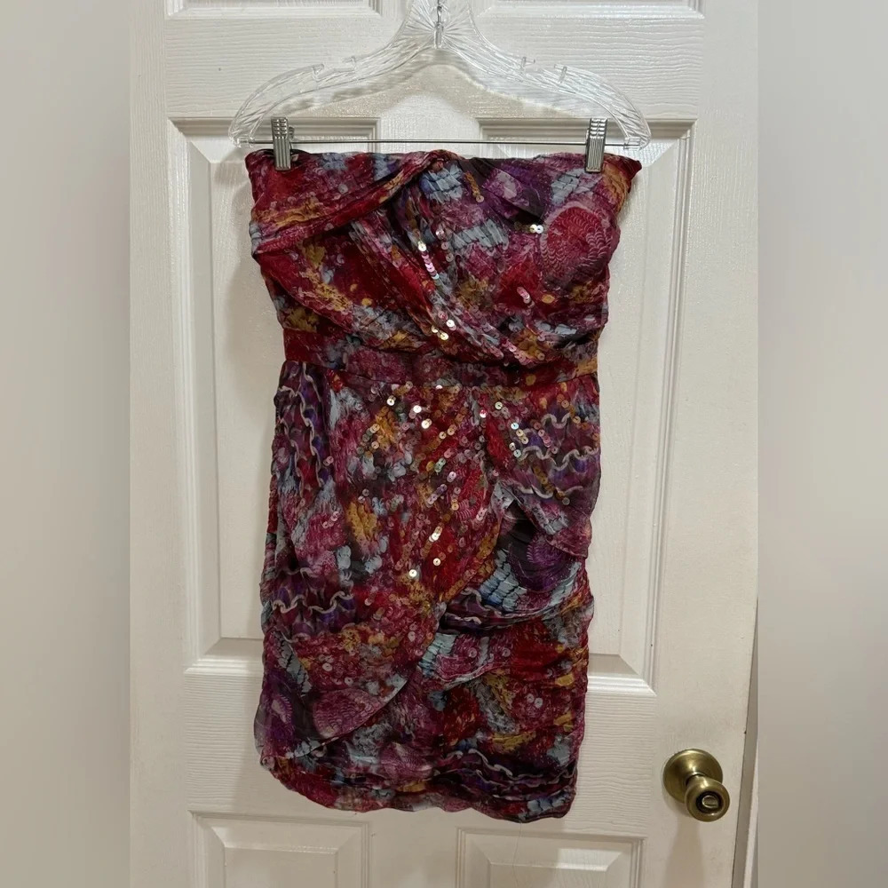 Diane von Furstenberg Garvin Silk Dress Ruffle Layers Floral Strapless Party 6